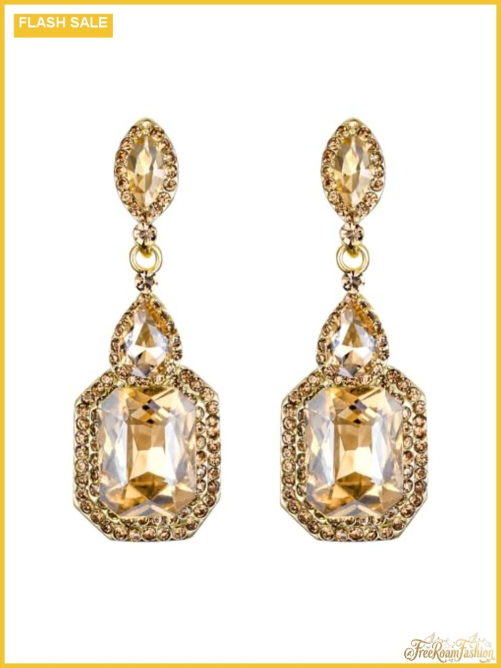 Emerald Cut Infinity Figure 8 Crystal Dangle Earrings Wedding Prom